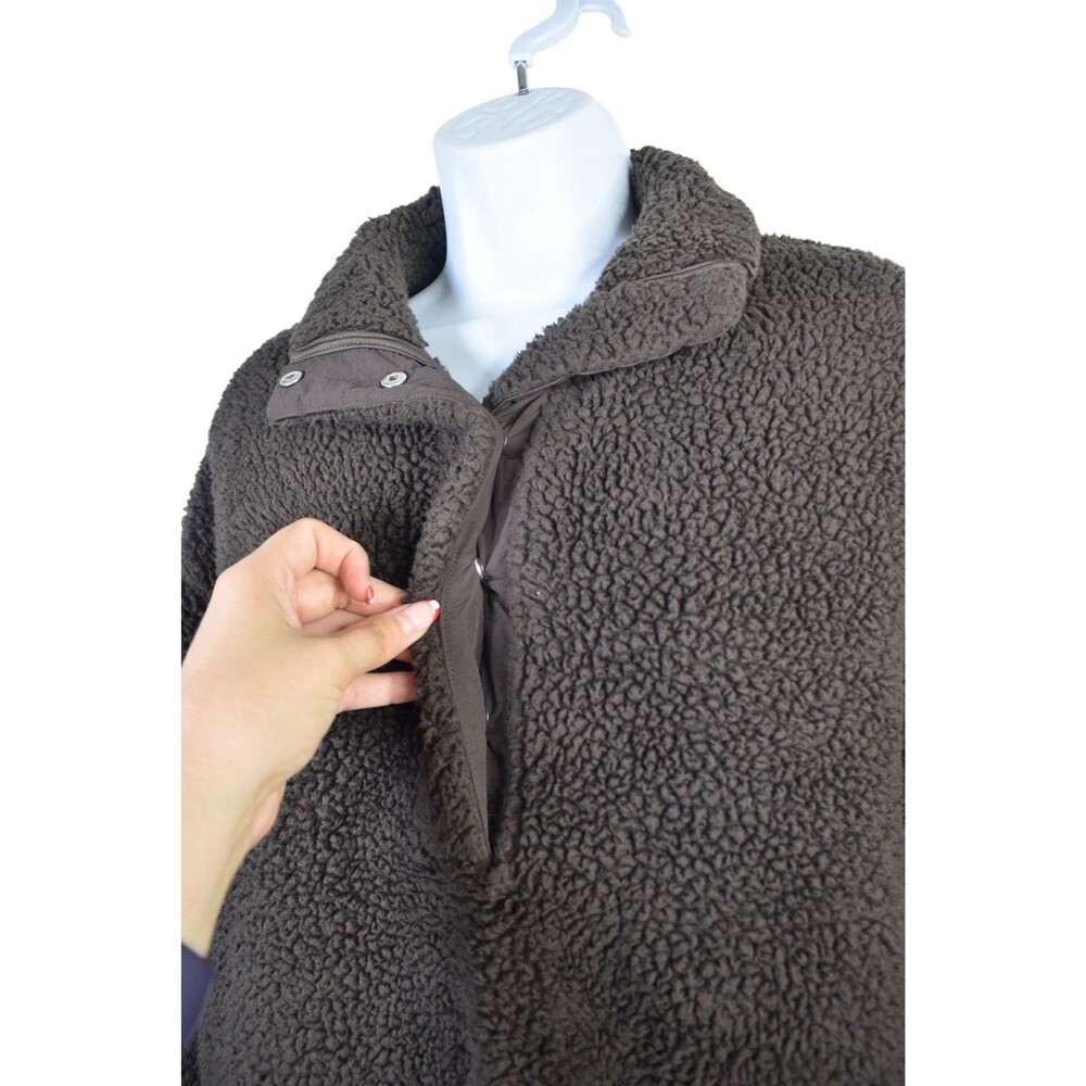 H&M Teddy Fleece Pullover Size S Brown Sherpa Snap Front Cozy Jacket - Picture 6 of 8